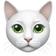 White cat with big green eyes sticker