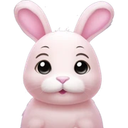 Rabbit "A pastel pink bunny with silky fur, sparkling eyes, long glowing ears, and tiny stars floating around its soft, rounded body." sticker