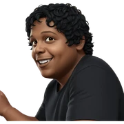 smiling boy in black shirt sticker