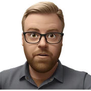 bearded boy in glasses indoors sticker