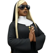 blonde nun in dark habit sticker