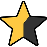 half golden and half black star, split vertically sticker