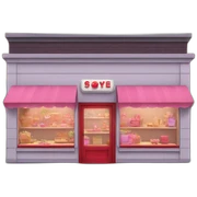 Grandma's store building with red and pink elements colors sticker
