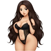 Beautiful Buxom long haired brunette, big juicy booty, wearing black lace, sfw sticker