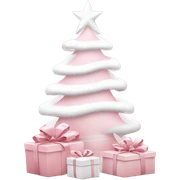 Light pink Christmas gifts under a white Christmas tree  sticker