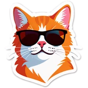 Cat with sunglasses sticker