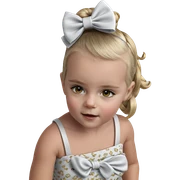 blonde girl in dress with bow sticker