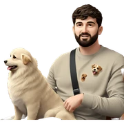 boy with dog and beard sticker