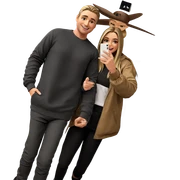 blonde and brown hair selfie sticker