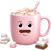 Light Pink mug of hot chocolate with marshmallows  sticker