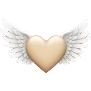 beige heart with white angel wings sticker