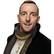 male portrait with jewelry sticker