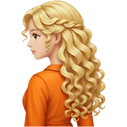 Blonde curly long hair lady with orange clothes from the back sticker