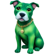 Watercolor pocket pittie with green velvet color gold findings sticker