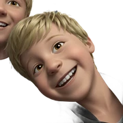 smiling blonde boy indoors sticker