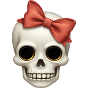 Skeleton wearing a bow sticker