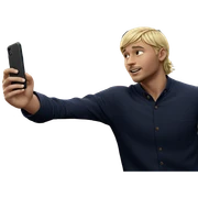 blonde boy with cellphone outdoors sticker