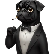 Black pug smoking  sticker
