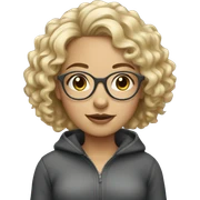 Realistic blonde Girl with curly hair and Grey round glasses sticker