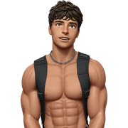 muscular boy in outdoor scene sticker