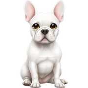 White Frenchie sitting  sticker