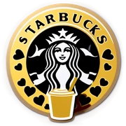 Gold Starbucks with hearts sticker