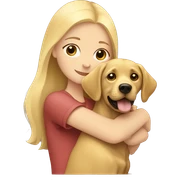 blonde girl hugging golden Labrador  sticker