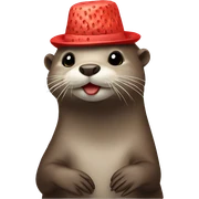 otter with strawberry hat sticker