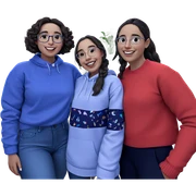 smiling girls indoors with style sticker