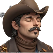 cowboy portrait with closed eyes sticker