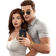 couple selfie with jewelry sticker