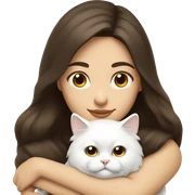 Brunette woman snuggling white Persian cat sticker