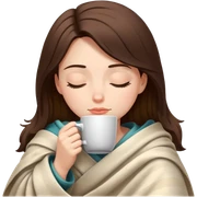 girl inside a blanket sipping coffee eyes closed sticker