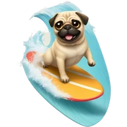 Pug surfing  sticker