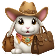  A bunny rabbit with a cowgirl hat on with a handbag sticker