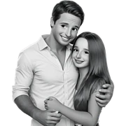 monochrome couple with smiles sticker