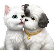Bichon kissing a cat sticker