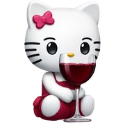 Hello Kitty drinking red wine sticker