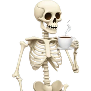 Skeleton holding coffee sticker
