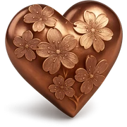 pink heart with sakura flowers, copper style sticker