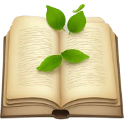 Open book with leaves sticker