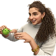 smiling girl with curly hair sticker