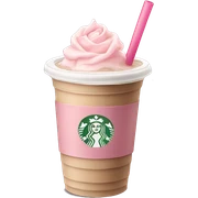 Starbuck ice coffee with ice cubes with rose pastel pink heart and straw  sticker