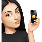 female, black shirt, long black hair sticker
