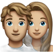 Brunette couple (blue eyed) guy has long hair sticker