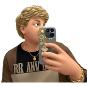 boy taking selfie with jewelry sticker