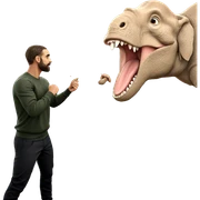 male outdoors with dinosaur elephant sticker
