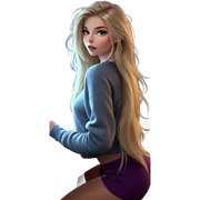 blonde girl in sweater shorts sticker