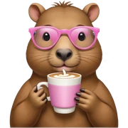Capibara con una taza de café con leche y el capibara con antiojos rosas sticker