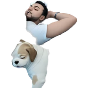sleeping boy with dog sticker
